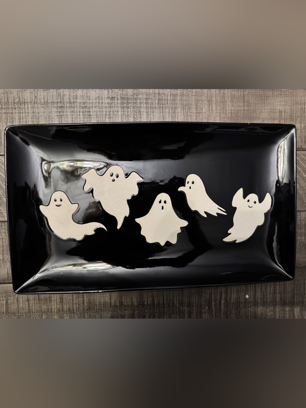 Black Ceramic Ghost Serving Platter